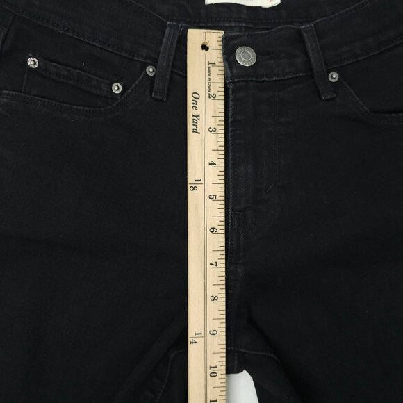 Levis 505 Straight Jeans Womens Size 27 Stretch Denim Mid Rise 5 Pocket Black - Picture 4 of 15